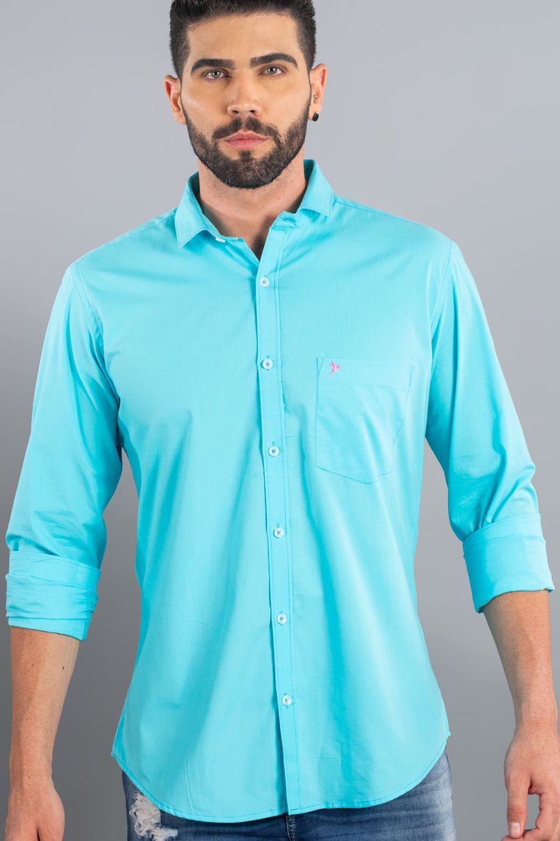 Solid Color Shirts Blue Island