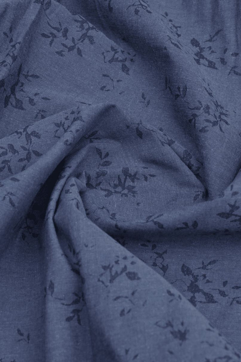 Denim Blue Floral Print -Full-Stain Proof