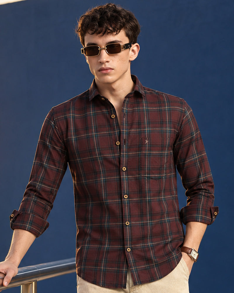 Brown & Golden Line Checks -Full-Stain Proof