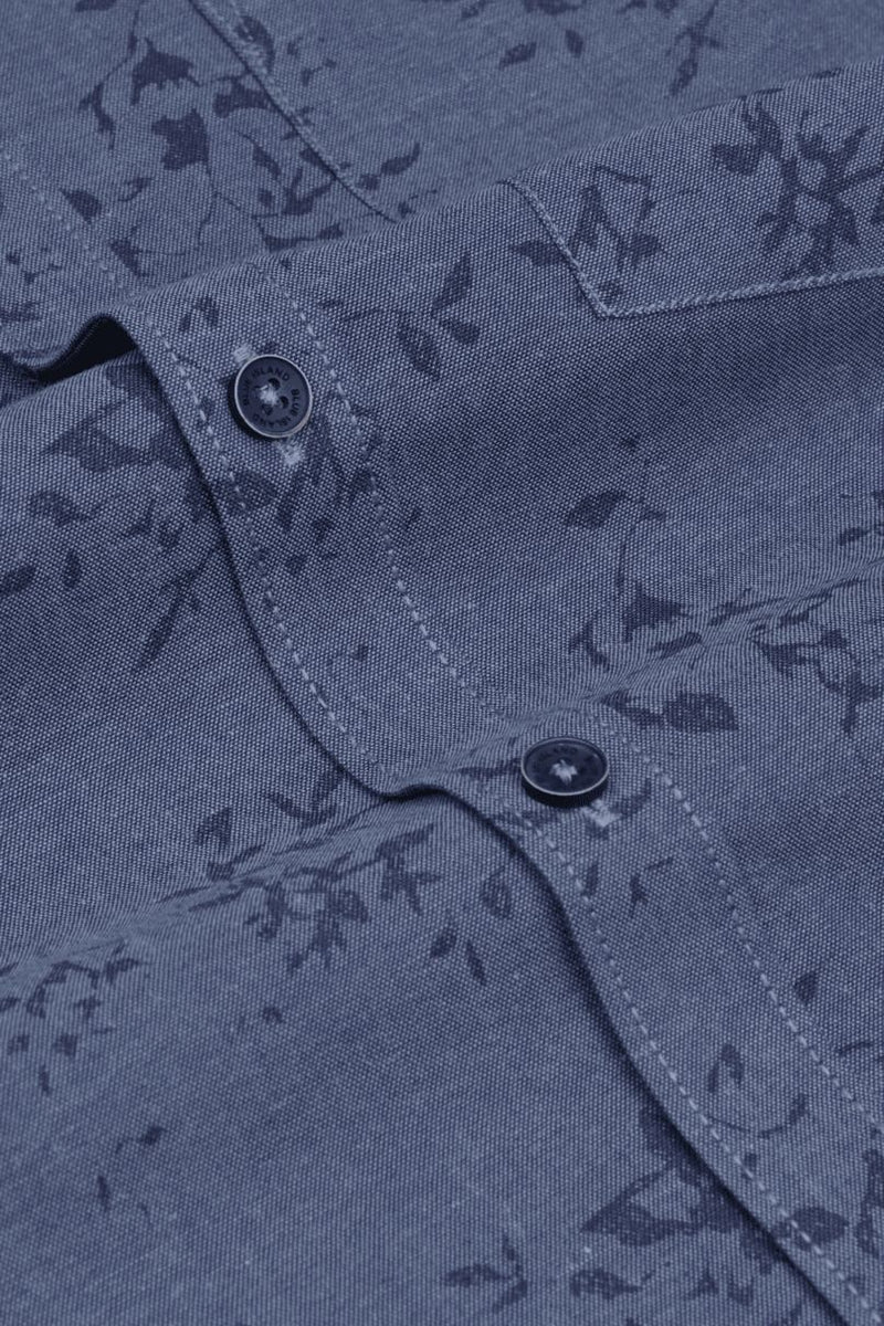 Denim Blue Floral Print -Full-Stain Proof