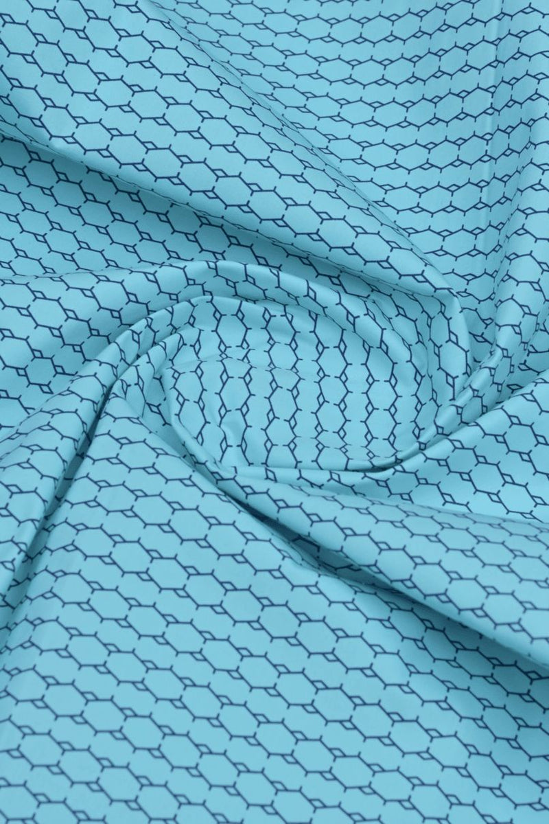 Aqua Blue Geometric Print -Full-Stain Proof