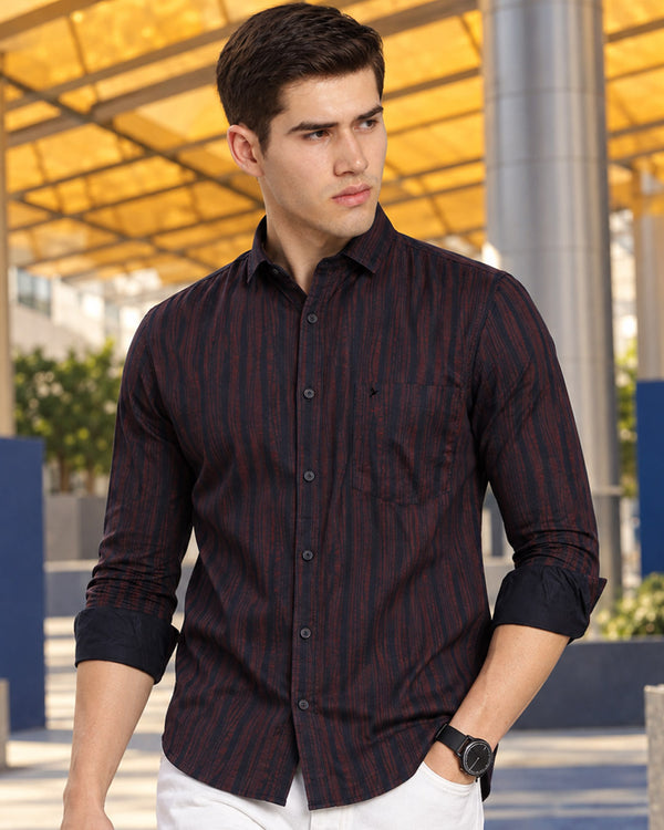 Dark Navy Striped Print -Full-Stain Proof