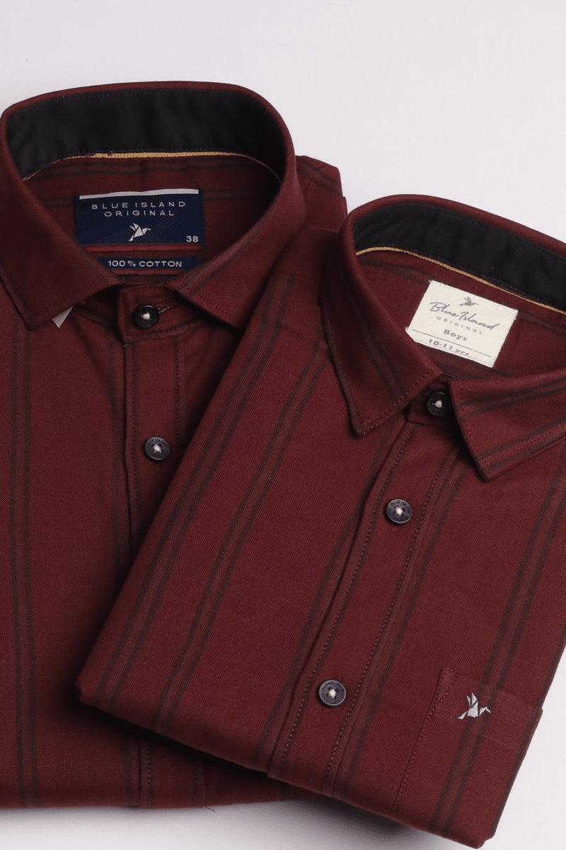 FATHER & SON - Maroon Vertical Stripes