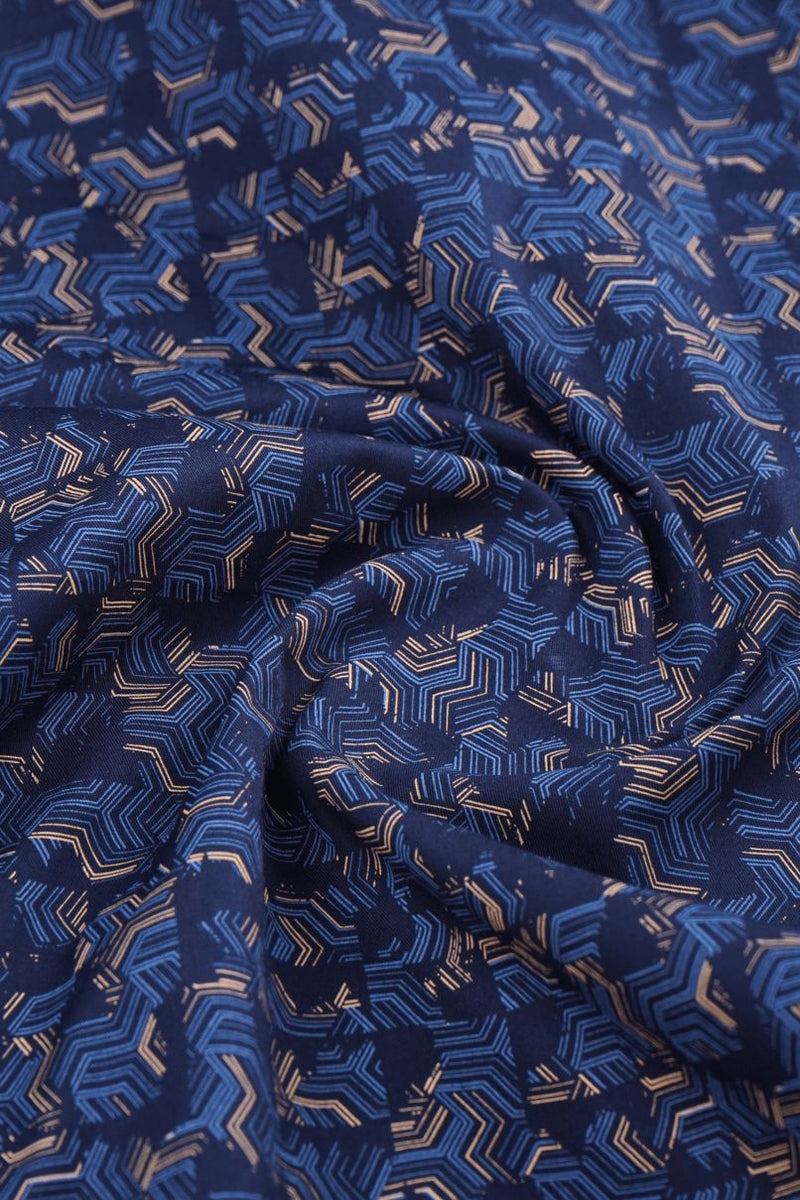 Navy Semi Hexagon Print -Full-Stain Proof