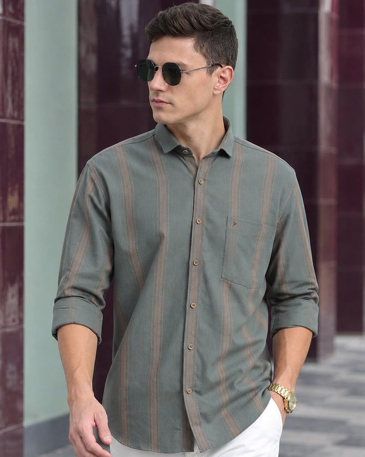 Sage Green Golden Stripes -Full-Stain Proof