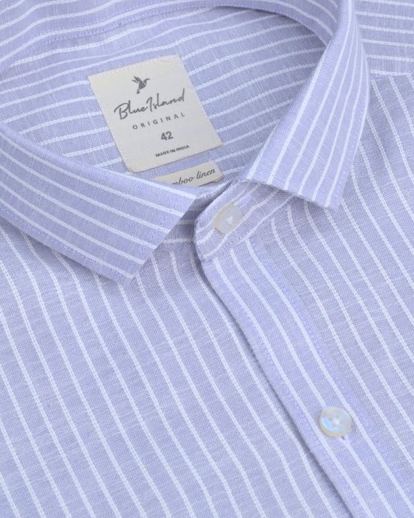 Silver Grey Stripes -Full-Bamboo Linen