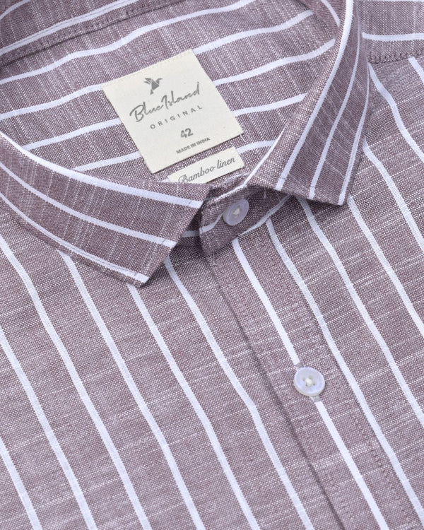 Chocolate Brown Stripes -Full-Bamboo Linen