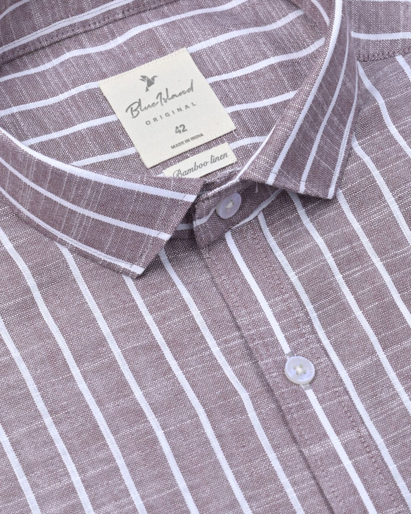 Chocolate Brown Stripes -Full-Bamboo Linen