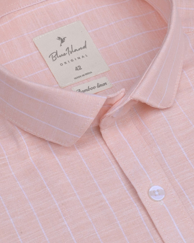 Pastel Orange Stripes -Full-Bamboo Linen