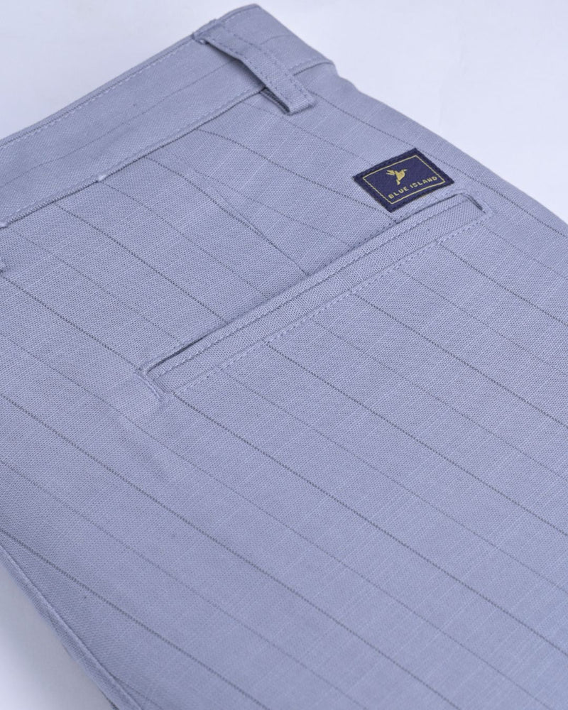 Grey Vertical Stripes - 2 way stretch - COTTON PANT