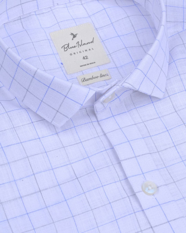 Milky White Checks -Full-Bamboo Linen