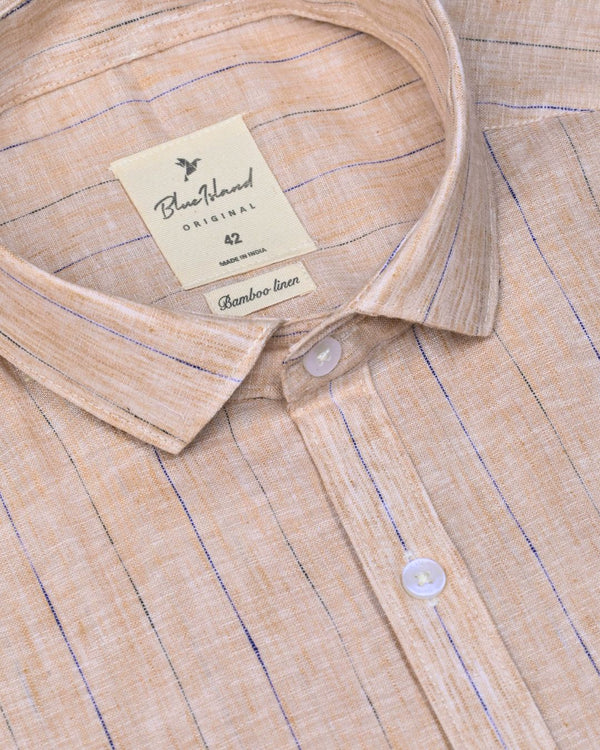 Sandal Brown Solo Stripes -Full-Bamboo Linen