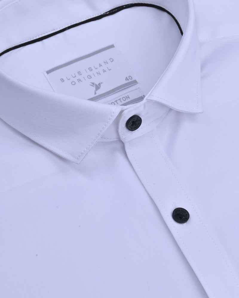 White with Black Solid - Half Sleeve - Stain Proof