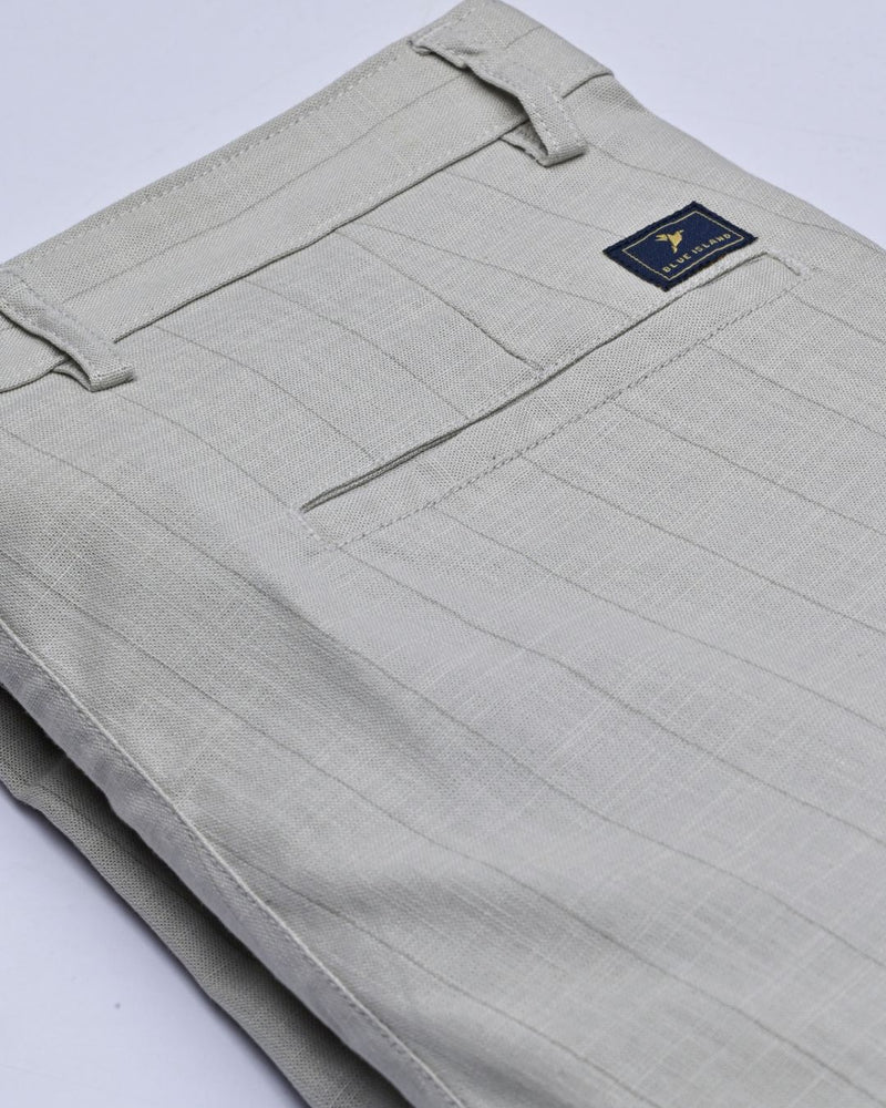 Dusty Grey Vertical Stripes - 2 way stretch - COTTON PANT
