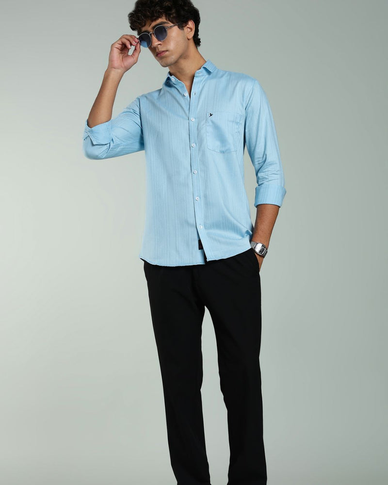 Sky Blue Self Design - Full-Stain Proof
