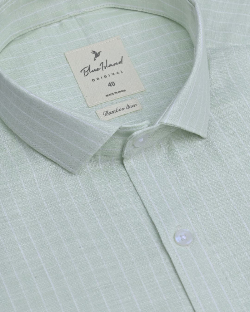 Fresh Green & White Stripes -Full-Bamboo Linen