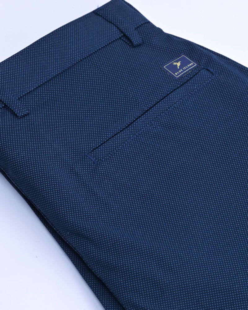 Navy Diamond Printed - 2 way stretch - COTTON PANT