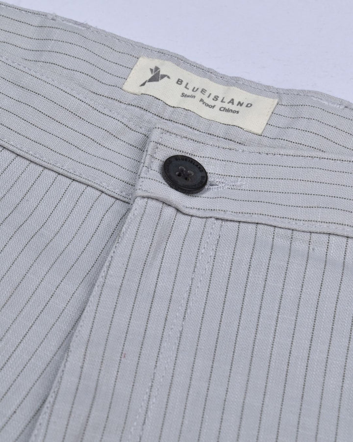 Ash Grey Dotted Lines - 2 way stretch - COTTON LINEN PANT
