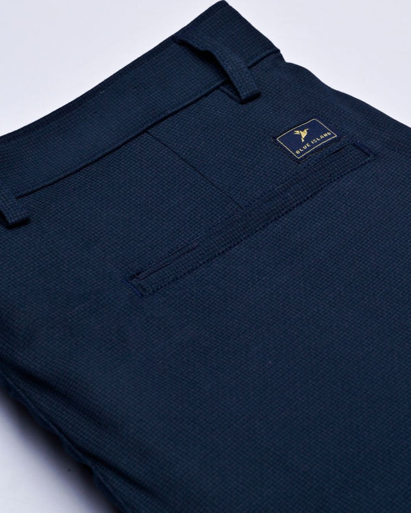 Navy Mesh Printed - 2 way stretch - COTTON PANT