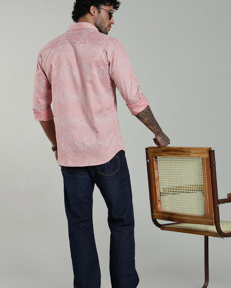 Pastel Pink Wavy Lines Print-Full-Stain Proof