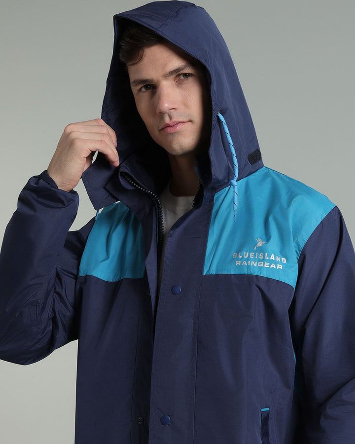 Navy with Blue Shoulder Panel - Rain Jacket with Pant