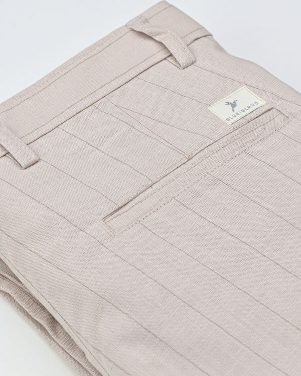 Cream Vertical Stripes - 2 way stretch - COTTON PANT