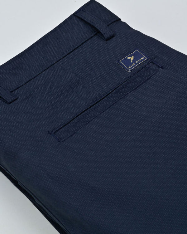 Navy Dot Printed - 2 way stretch - COTTON PANT