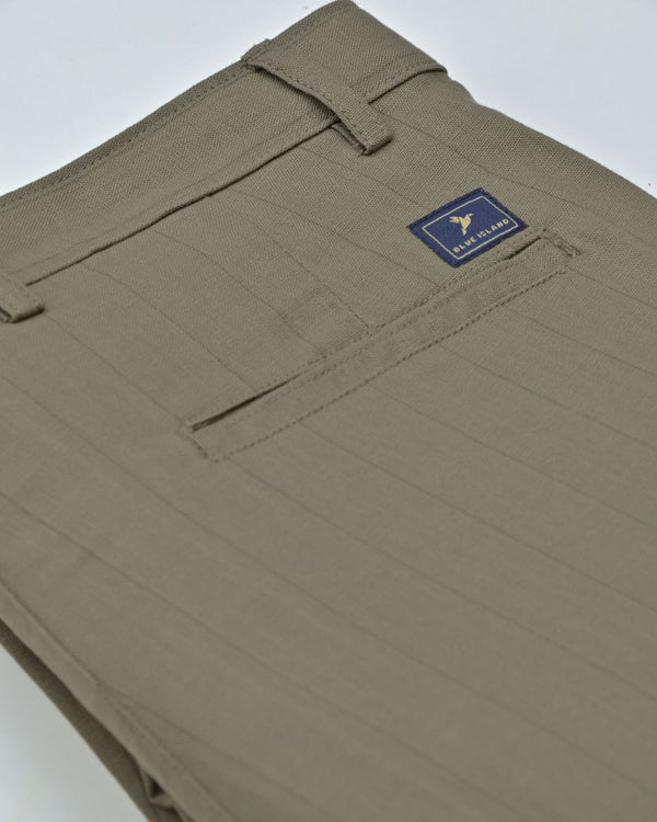 Brown Vertical Stripes - 2 way stretch - COTTON PANT