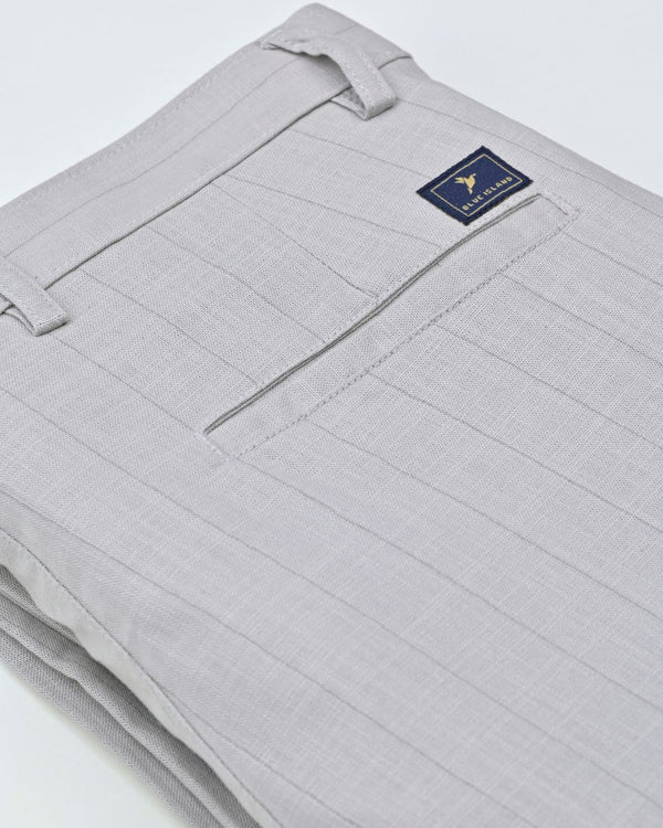 Dusty Grey Vertical Stripes - 2 way stretch - COTTON PANT