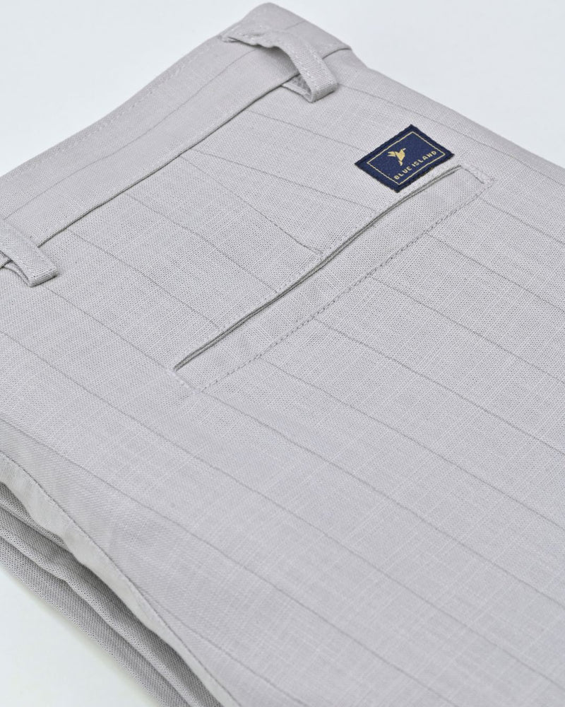 Dusty Grey Vertical Stripes - 2 way stretch - COTTON PANT