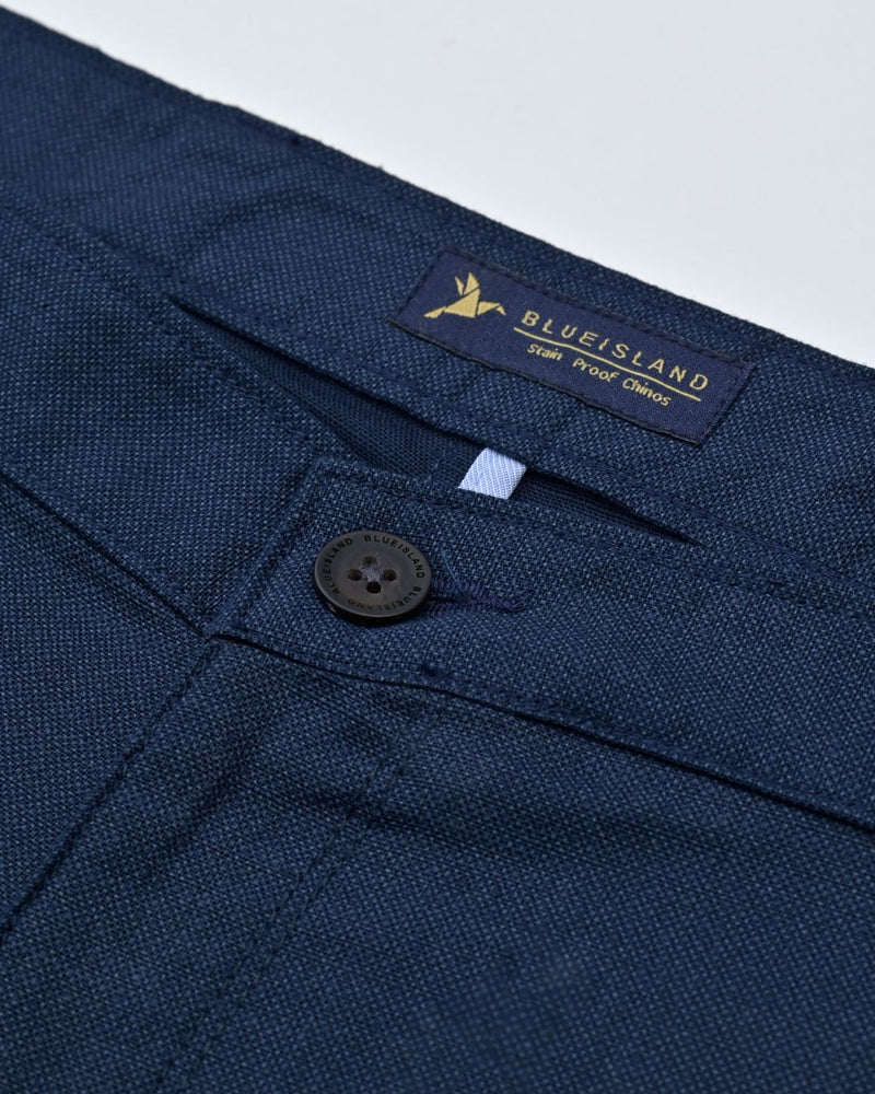 Navy Steel Printed - 2 way stretch - COTTON PANT