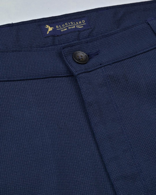 Navy Mesh Printed - 2 way stretch - COTTON PANT