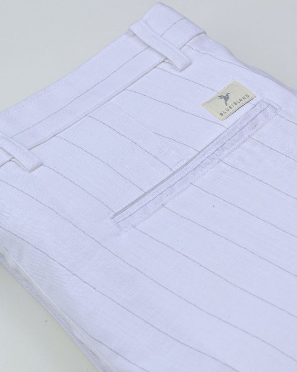 White Vertical Stripes - 2 way stretch - COTTON PANT