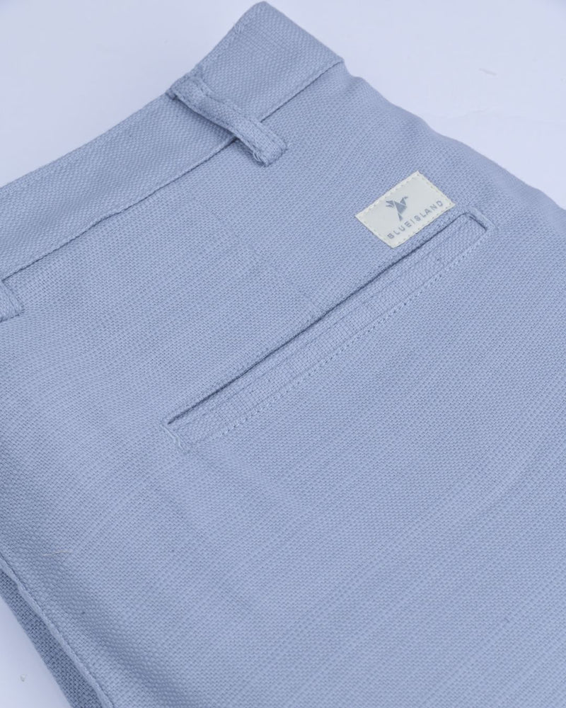 Textured Bluish Grey - 2 way stretch - COTTON PANT