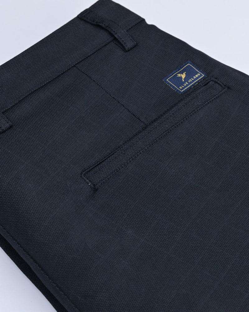 Black Wavy Checked - 2 way stretch - COTTON PANT