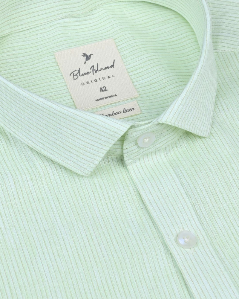 Neon Green Small Stripes -Full-Bamboo Linen