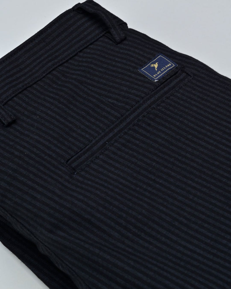 Black Mini stripes - 2 way stretch - COTTON PANT