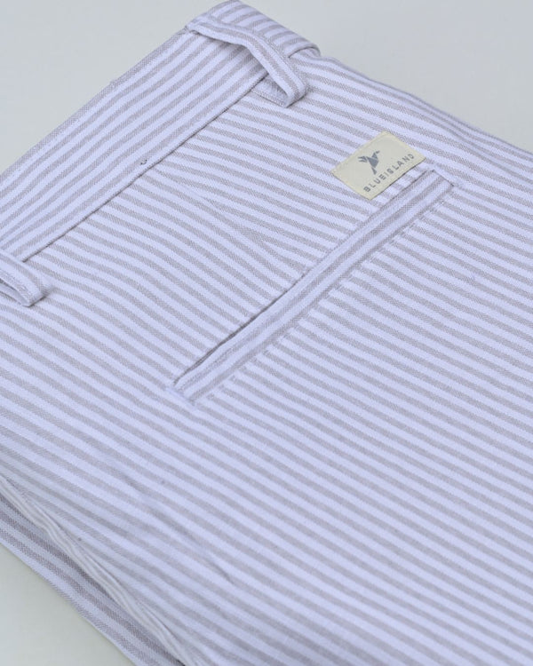 White Mini stripes - 2 way stretch - COTTON PANT