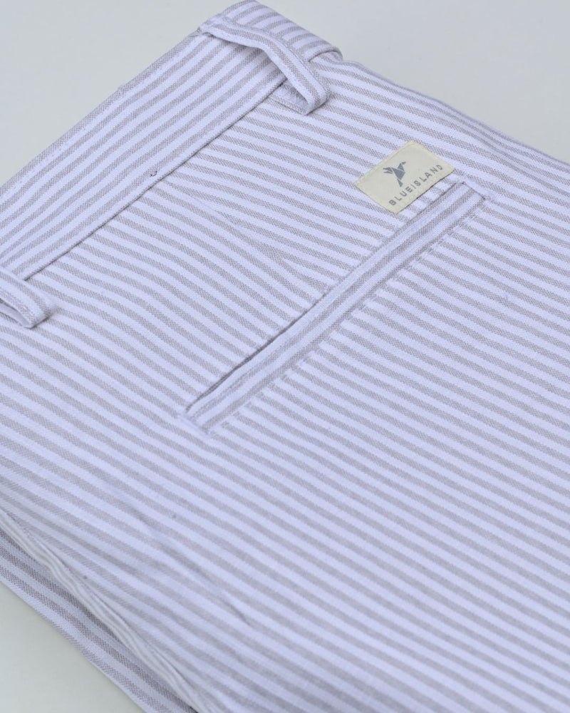 White Mini stripes - 2 way stretch - COTTON PANT