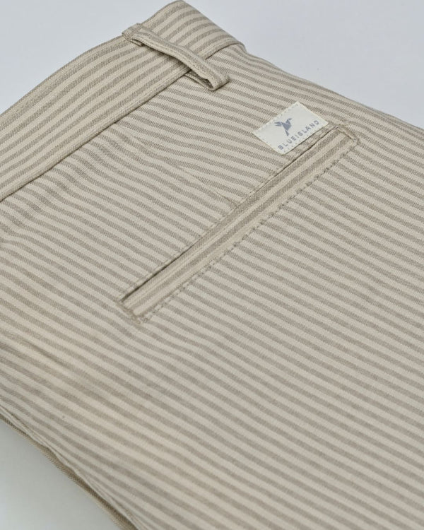 Cream Mini stripes - 2 way stretch - COTTON PANT