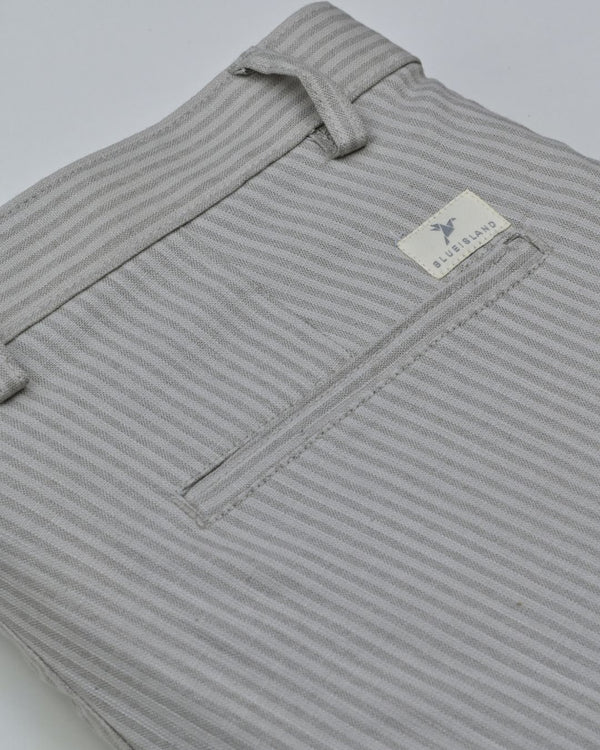 Dusty Cream Mini stripes - 2 way stretch - COTTON PANT