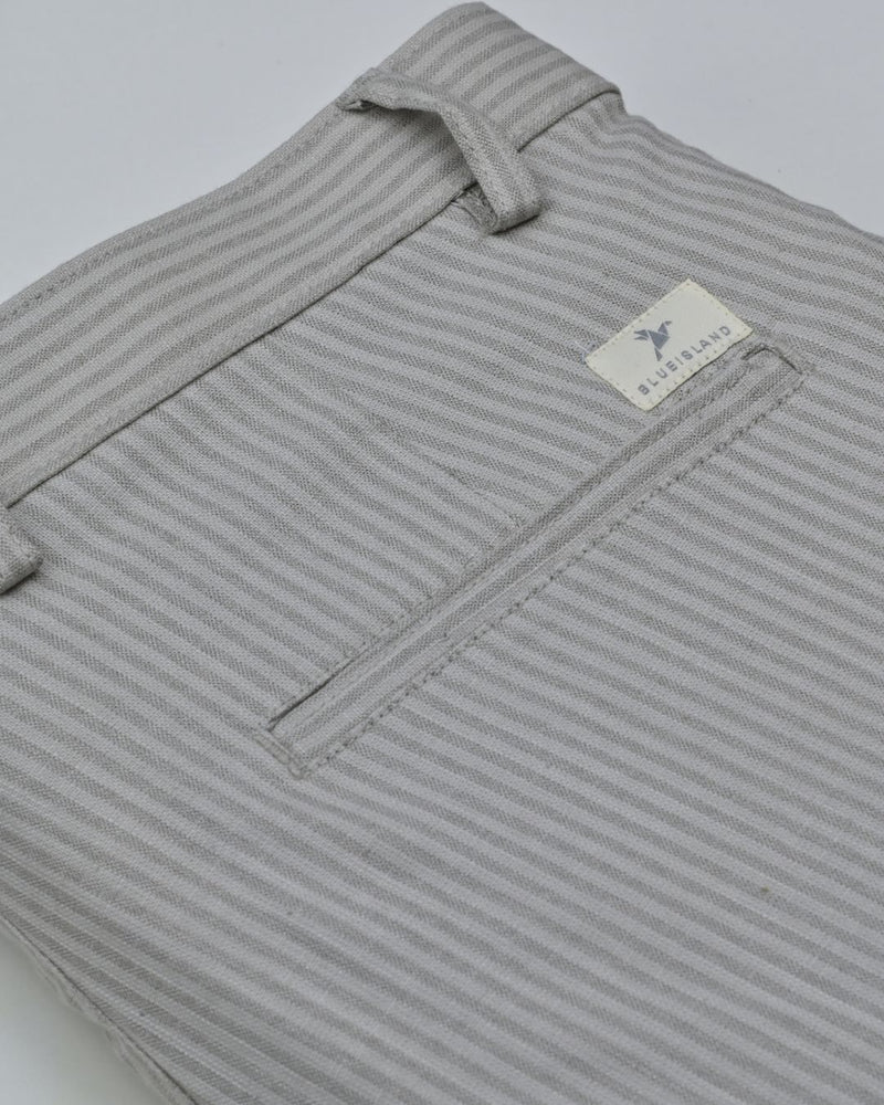 Dusty Cream Mini stripes - 2 way stretch - COTTON PANT