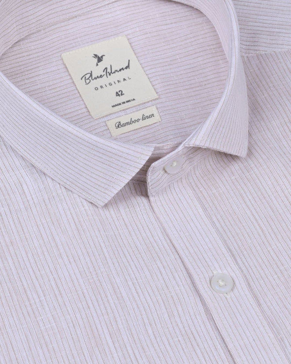 Lite Brown Small Stripes -Full-Bamboo Linen