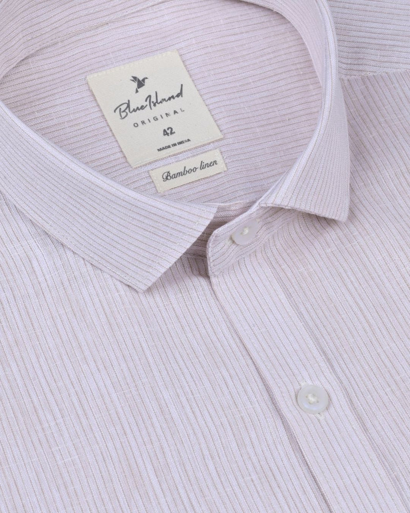 Lite Brown Small Stripes -Full-Bamboo Linen