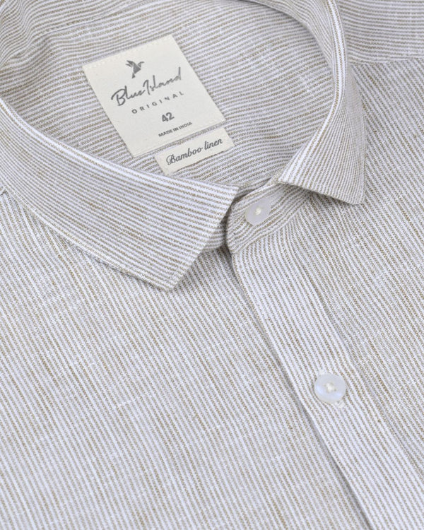 Brown Grid Stripes -Full-Bamboo Linen