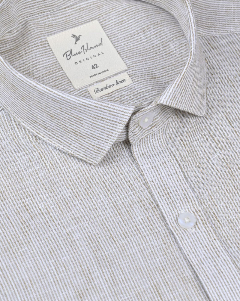 Brown Grid Stripes -Full-Bamboo Linen