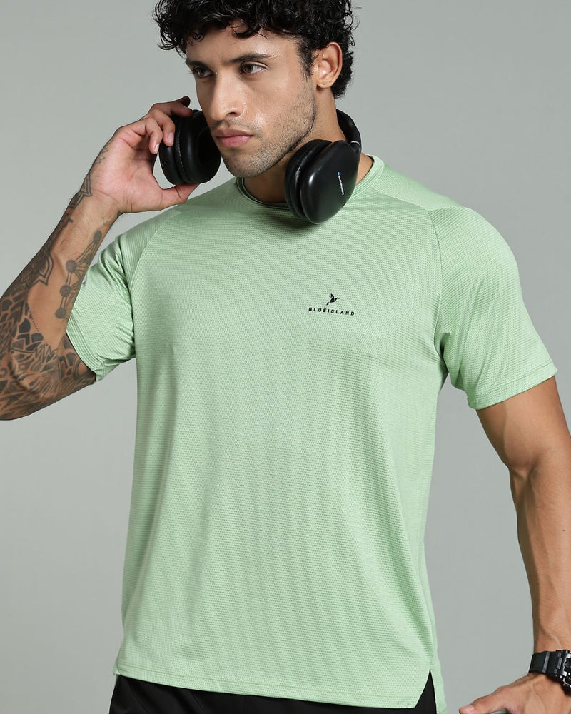 Green Dotted Lines - Active wear Round neck Tshirt