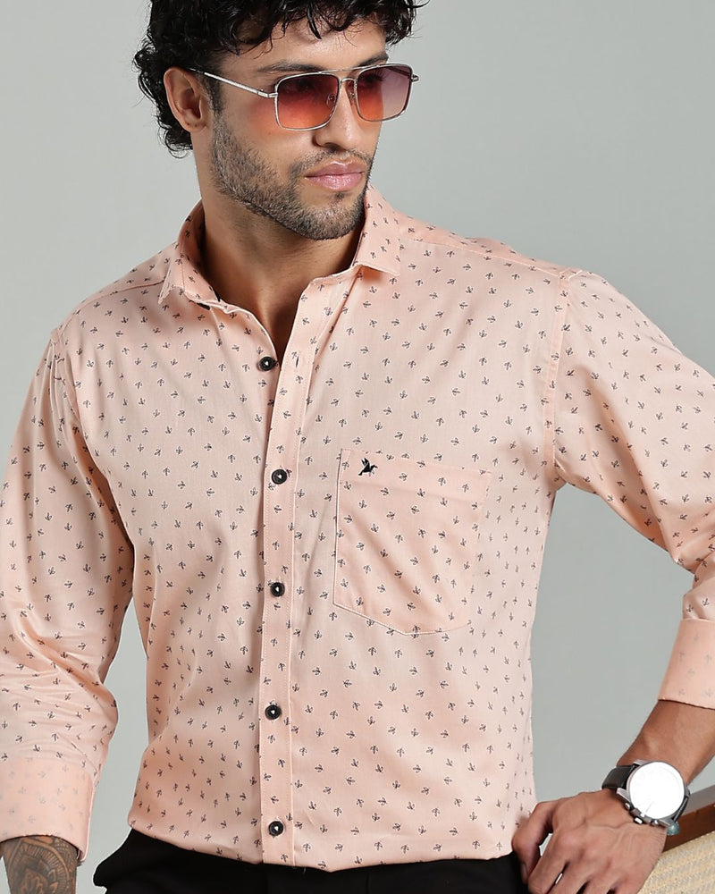 Peach Orange Petal Print-Full-Stain Proof