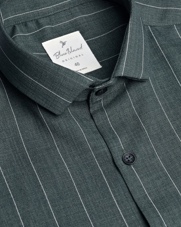Hunter Green Linear Pattern - Half Sleeve - Airlite Shirt