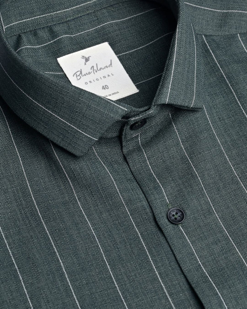 Hunter Green Linear Pattern - Half Sleeve - Airlite Shirt